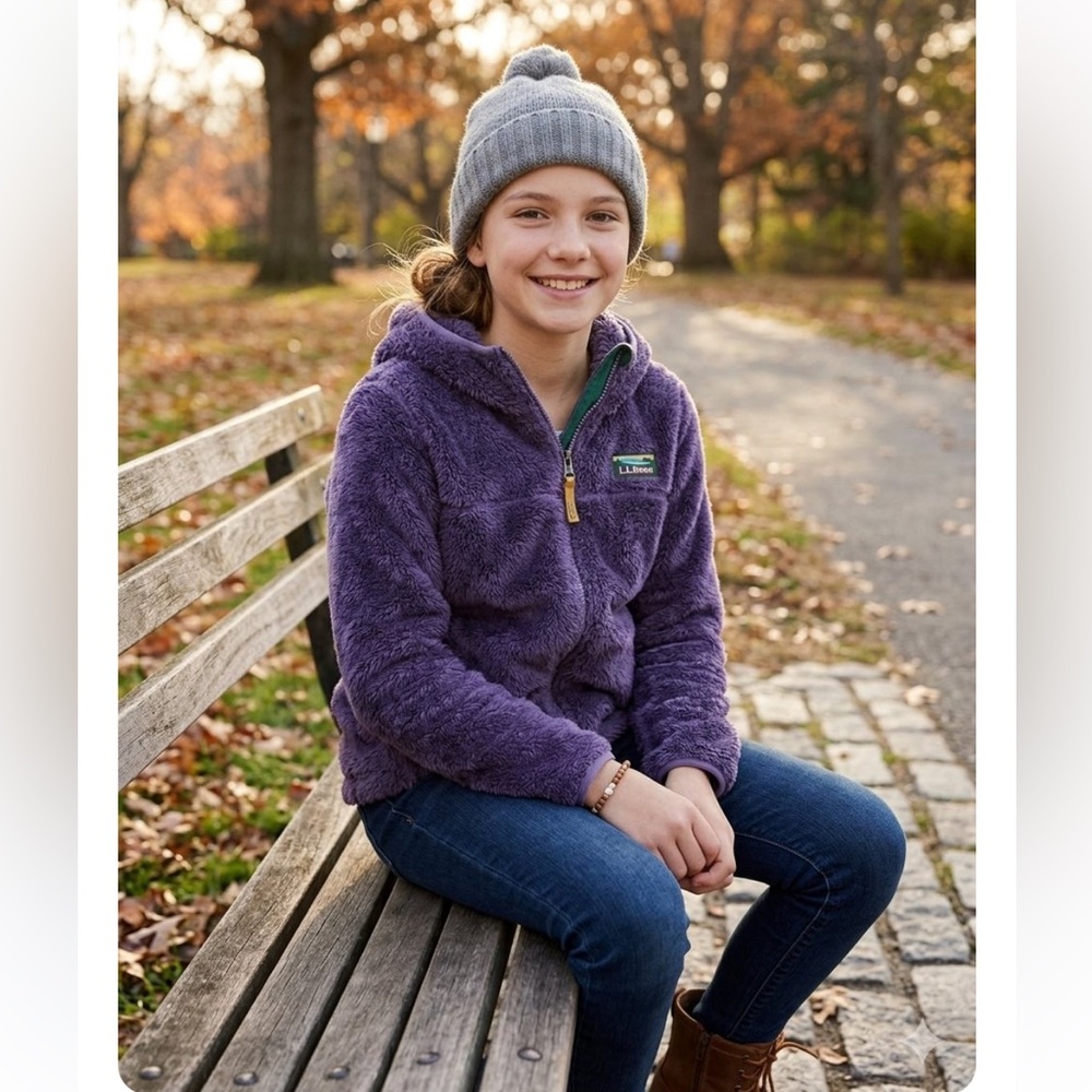 LL Bean purple Purple Fleece Zip-Up Hoodie size L 14-16